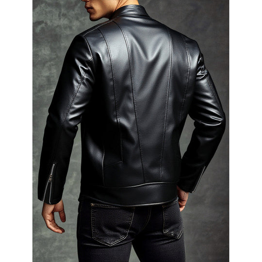 Herren Kunstlederjacke mit Stehkragen