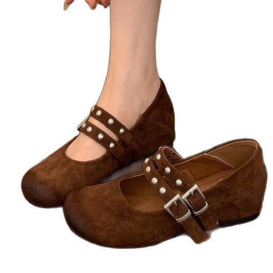 Damen elegante Ballerinas mit dekorativen Schnallen und stützender Innensohle R&B