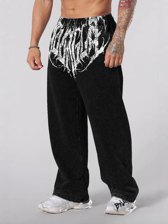 Herren nan weiche gewaschene Jogginghose mit weitem Schnitt und elastischem Bund R&B