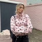Damen nan leichte gepunktete Windbreaker-Jacke mit Tunnelzug und Stehkragen R&B