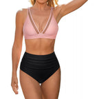 Damen Bikini-Set mit modischem Animalprint und Bicolor-Design R&B