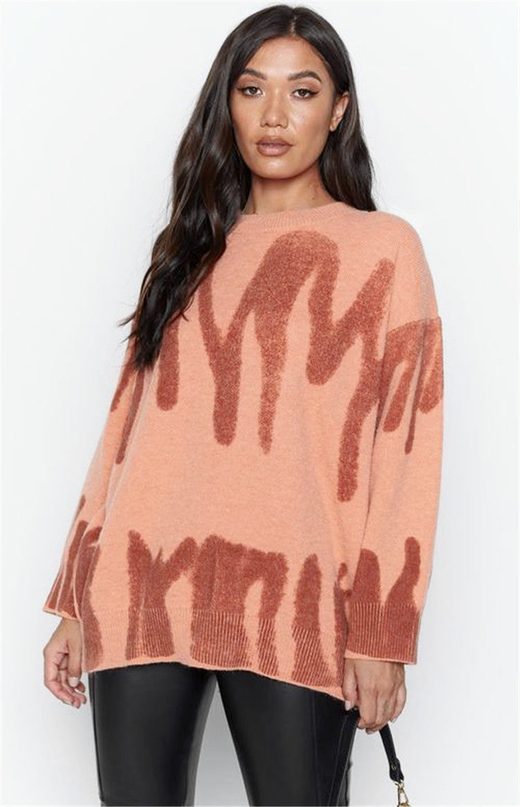 Damen Oversized Pullover mit modernem Farbmustermix und lässigem Schnitt R&B