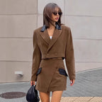 Damen modisches Blazer-Kleid mit eleganten Taschen und tailliertem Schnitt R&B
