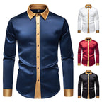 Herren Elegantes Langarmhemd mit Satin-Details R&B