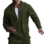 Herren sportlicher Bomberjacke mit verdecktem Reißverschluss und elastischen Bündchen R&B