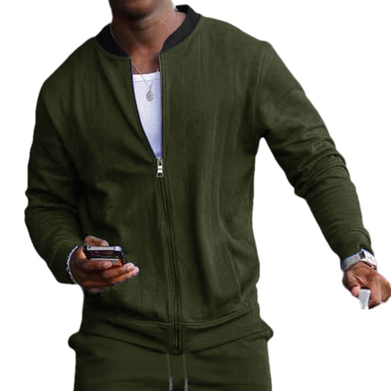 Herren sportlicher Bomberjacke mit verdecktem Reißverschluss und elastischen Bündchen R&B