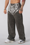 Herren nan weiche gewaschene Jogginghose mit weitem Schnitt und elastischem Bund R&B