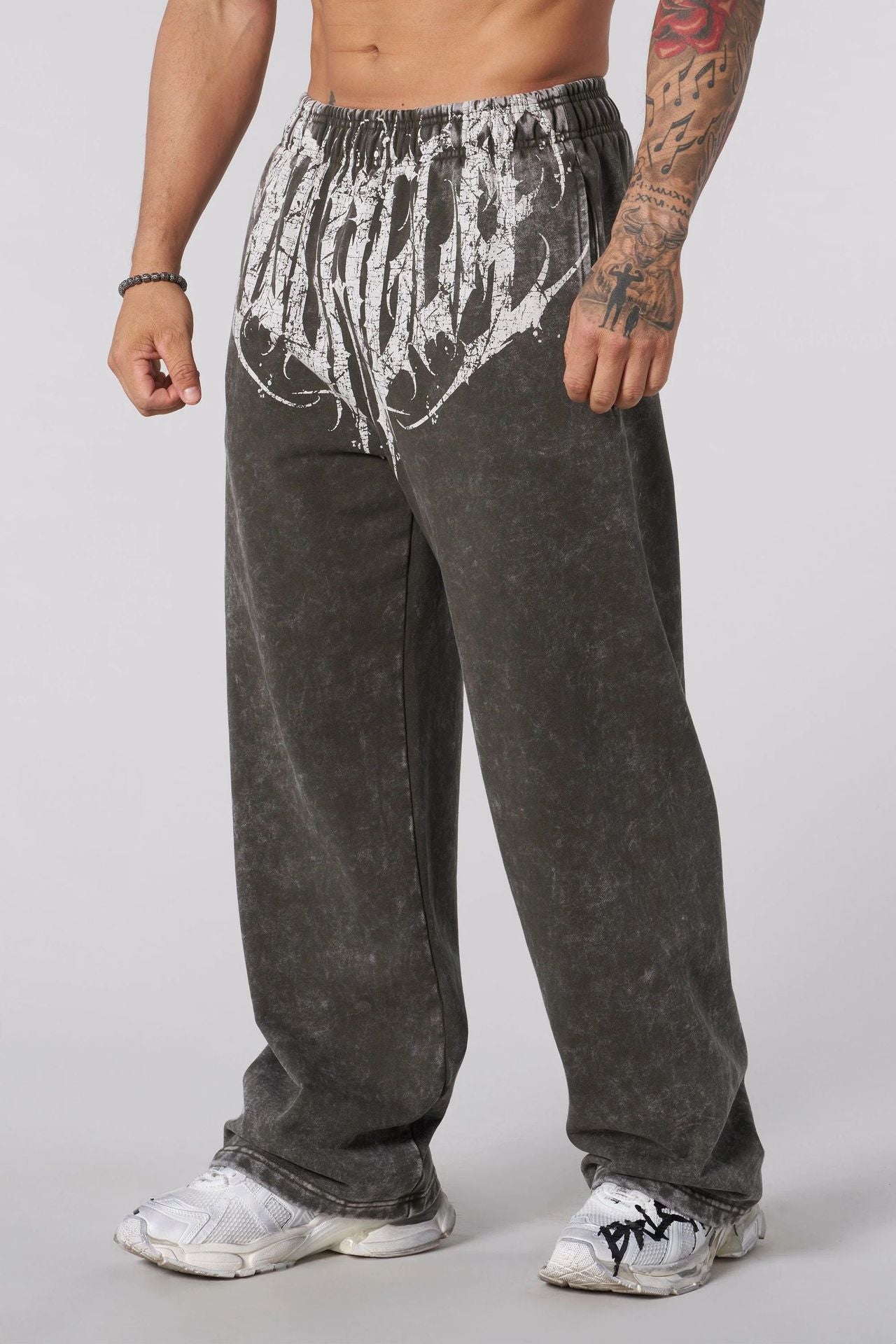 Herren nan weiche gewaschene Jogginghose mit weitem Schnitt und elastischem Bund R&B