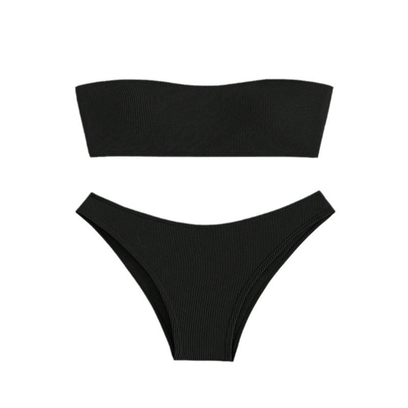 Damen Bandeau-Bikini Set mit raffiniertem Rippendesign R&B