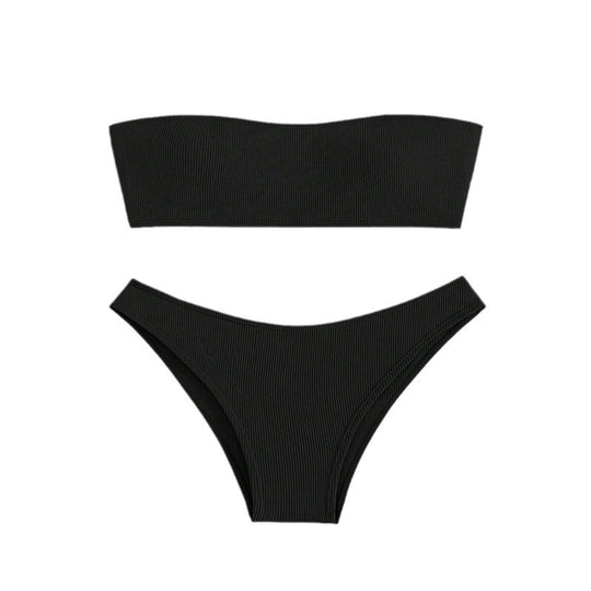 Damen Bandeau-Bikini Set mit raffiniertem Rippendesign R&B