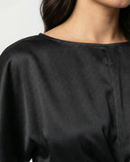 Damen Satin Wickel Maxikleid elegant