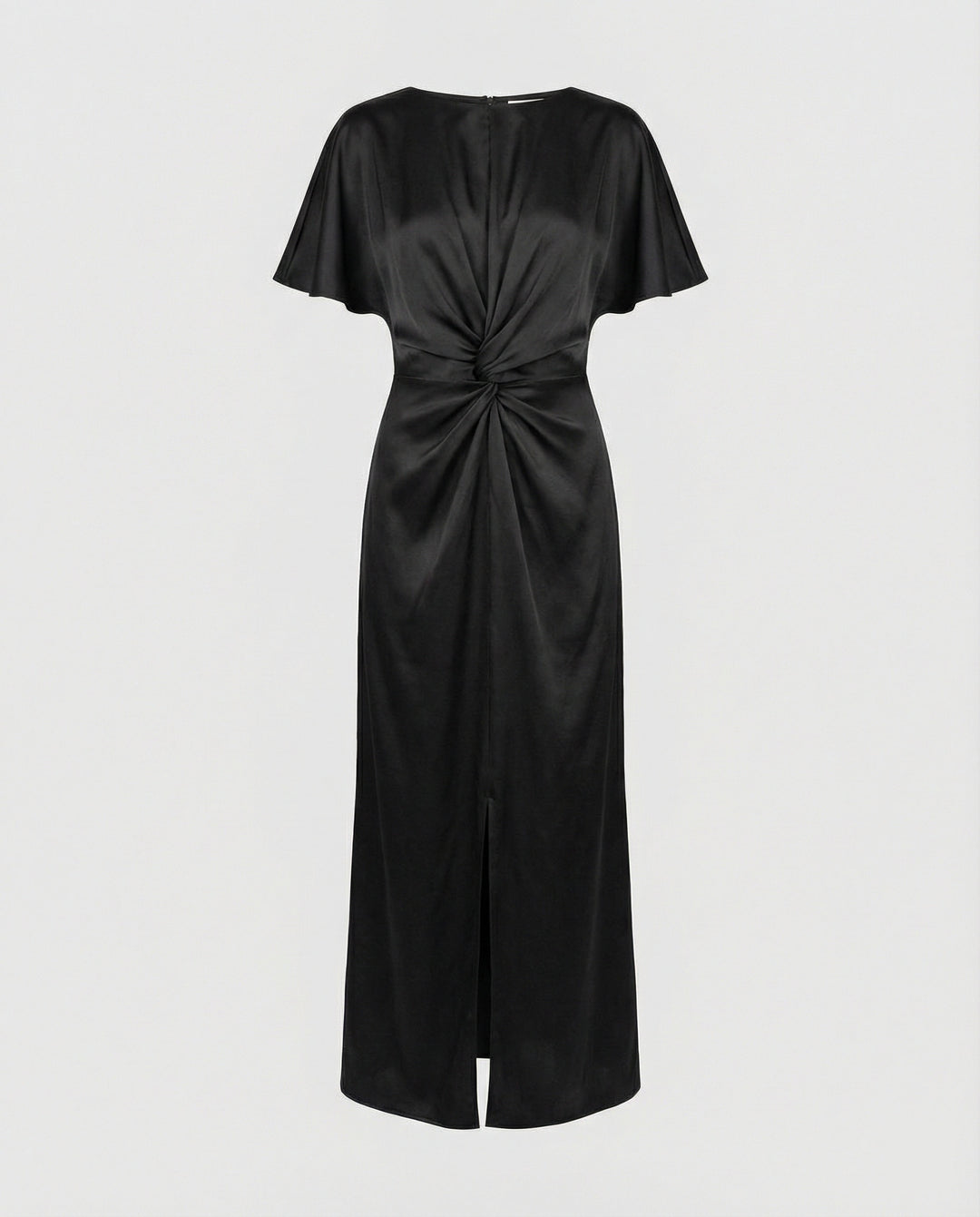 Damen Satin Wickel Maxikleid elegant