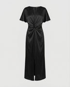 Damen Satin Wickel Maxikleid elegant