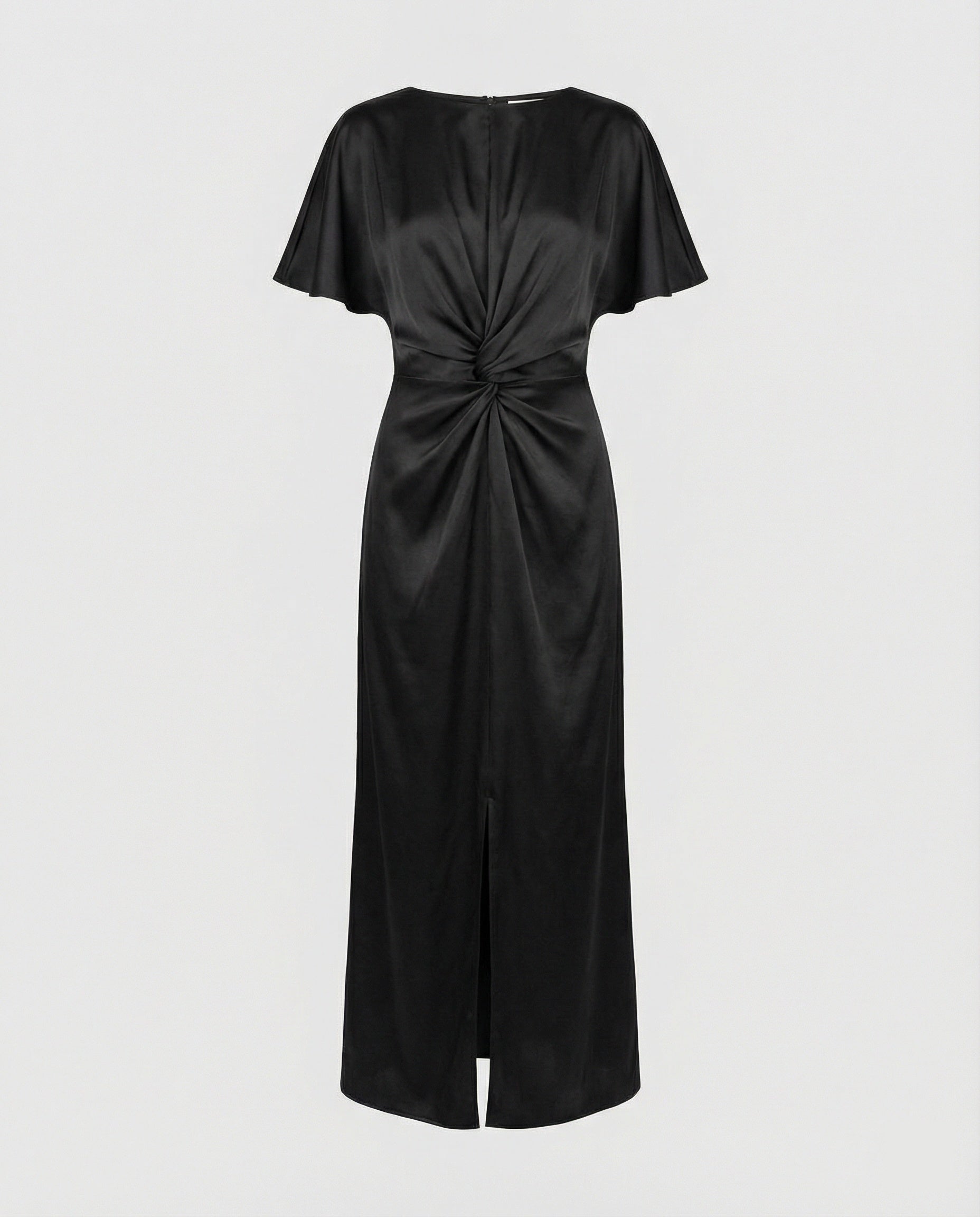 Damen Satin Wickel Maxikleid elegant