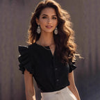 Damen Elegante Bluse mit Rüschendetails im schlichten Design R&B