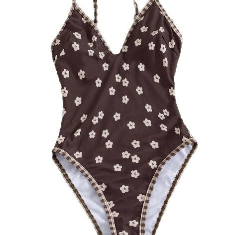 Damen Einteiler Badeanzug mit floralem Muster R&B