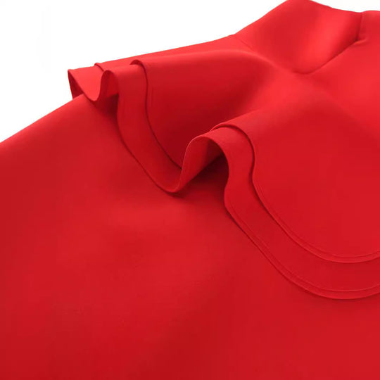 Damen figurbetontes Cocktailkleid mit asymmetrischem Rüschenvolant R&B