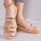 Damen Exklusive Riemensandalen mit modischem Gold-Detail R&B