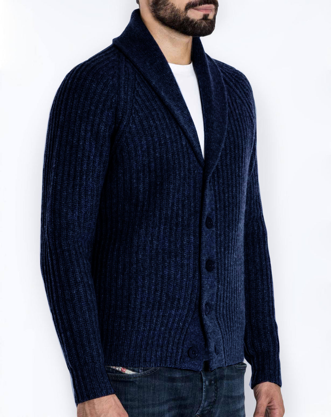 Herren Strickjacke mit modernem Schalkragen R&B