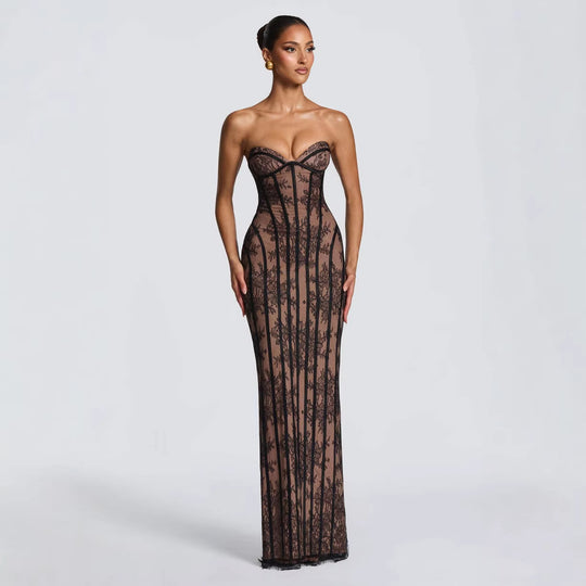 Damen Elegantes Spitzenkleid im figurbetonten Design R&B
