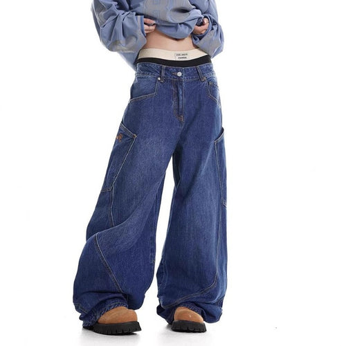 Damen Baggy-Jeans mit weitem Schnitt und praktischen Cargotaschen R&B