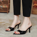 Damen Offene Mules mit glänzendem Design und elegantem Absatz R&B