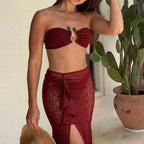 Damen Bandeau-Bikini mit Rüschenrock und elegantem Verschluss R&B
