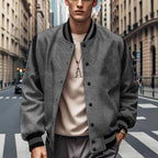 Herren Sportliche Collegejacke mit kontrastrierenden Ärmeln und Knopfdetails R&B