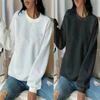 Damen Pullover mit strukturiertem Waffeldesign und lässigem Schnitt R&B