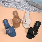 Damen Strand-Sandalen mit dekorativen Perlen und modischem Riemendesign R&B