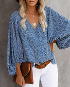 Damen Bluse mit weiten Ärmeln und floralem Muster R&B
