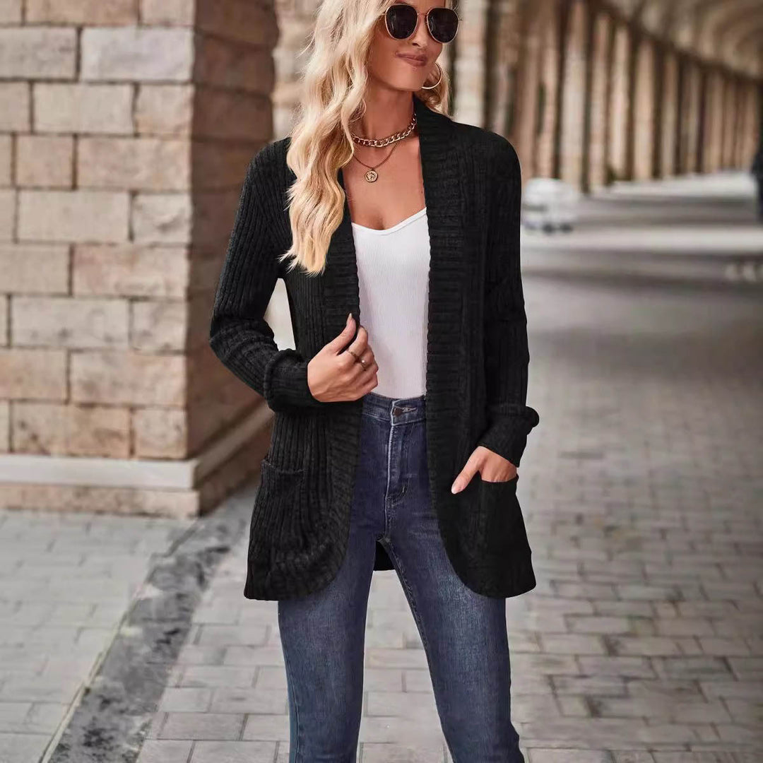 Damen Strickjacke mit lässigem Schnitt und praktischen Taschen R&B