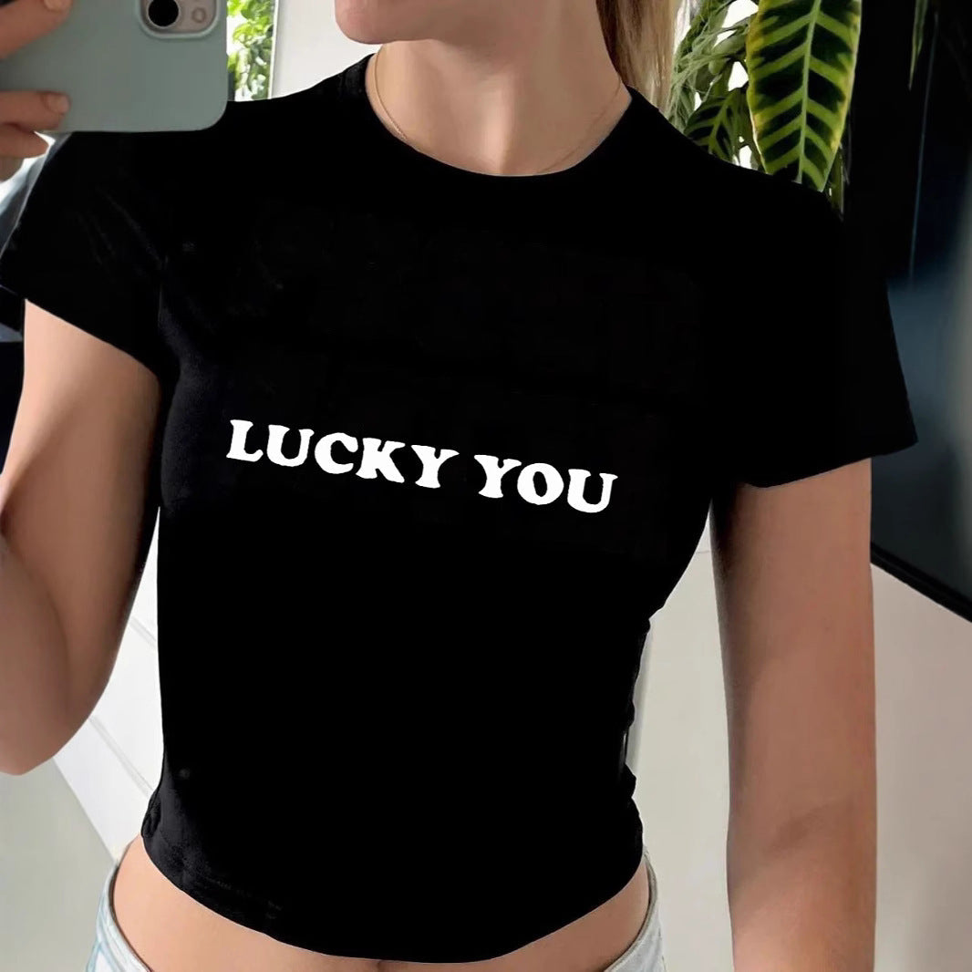 Damen Crop-T-Shirt mit kreativem Totenkopf-Design und figurbetontem Schnitt R&B