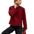Damen Modische Jacke mit hochgeschlossenem Kragen und Knopfdetails R&B