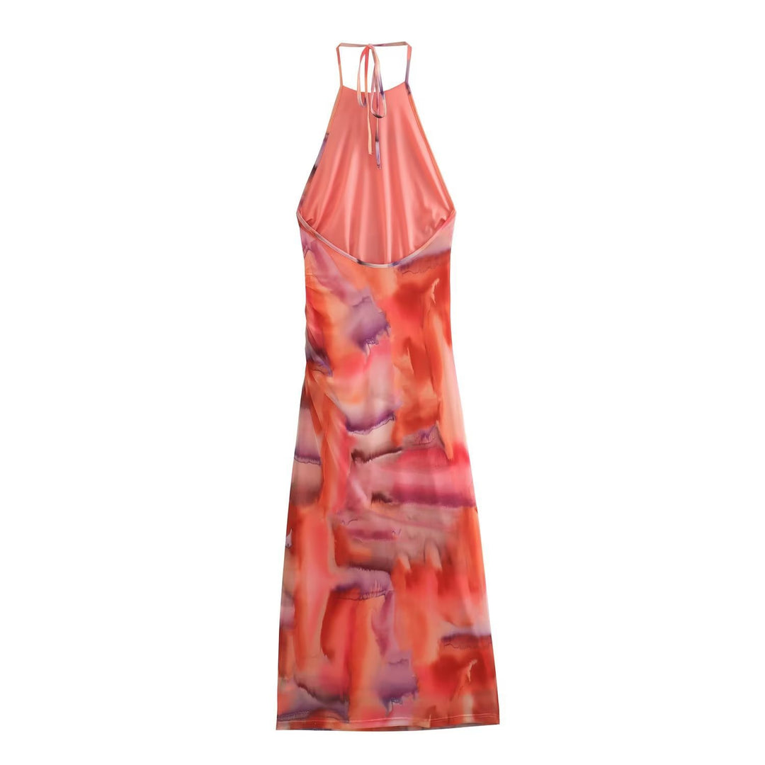 Damen Sommerkleid mit elegantem Rückenausschnitt und modernem Farbverlauf R&B