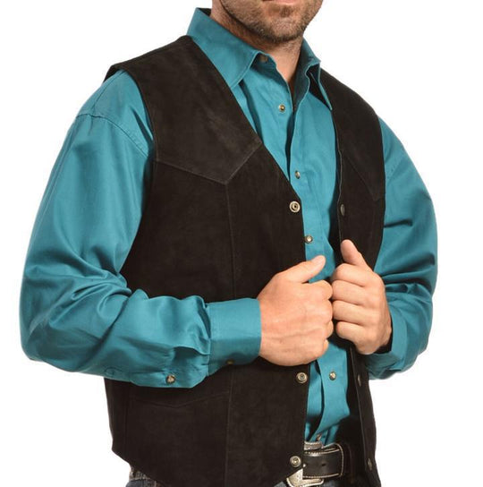 Herren Wildlederweste mit seitlichen Taschen und Druckknopfverschluss R&B