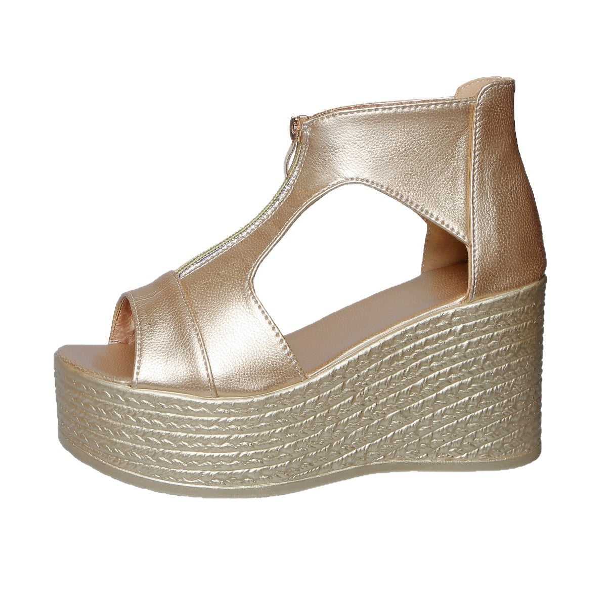 Damen Wedge-Sandaletten mit modischem Reißverschluss und anatomischem Fußbett R&B