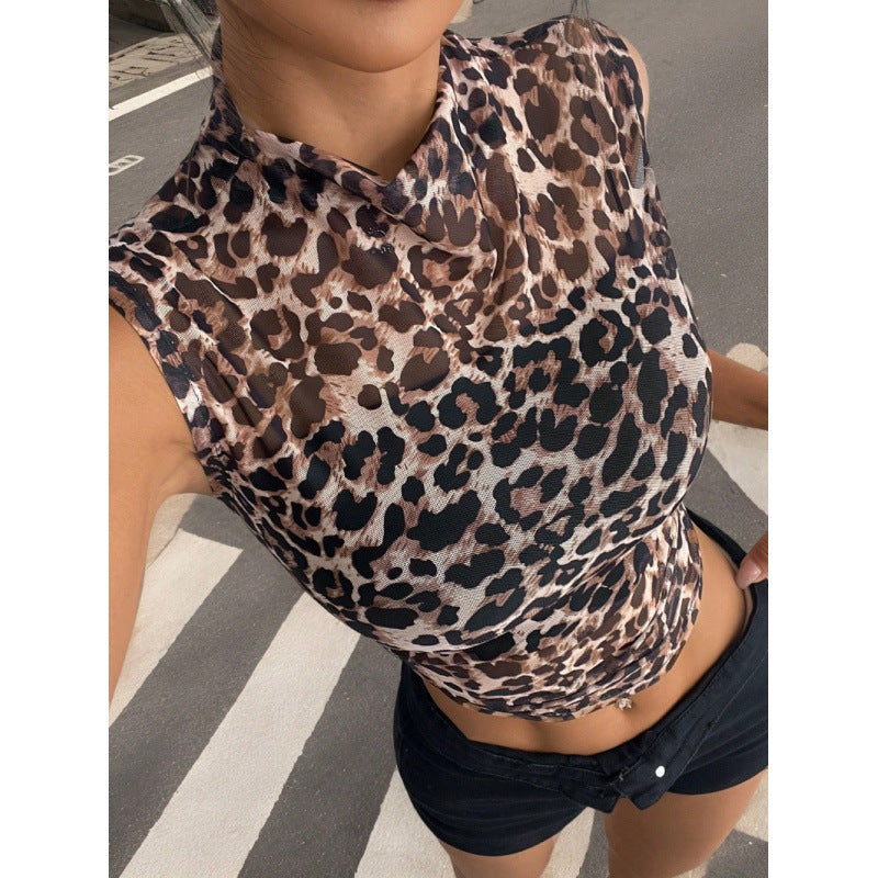 Damen figurbetontes Tiermuster-Top aus leichtem Jersey R&B