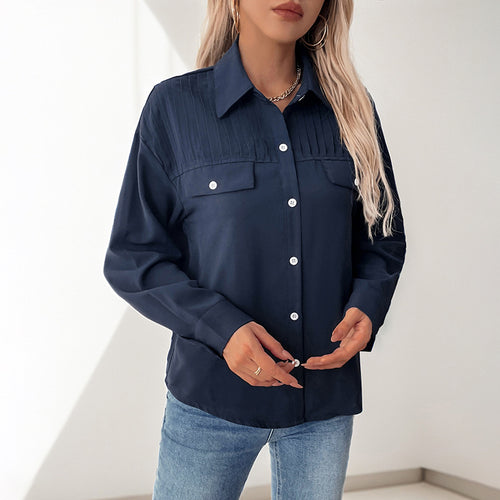 Damen elegante Bluse mit dekorativer Faltenstruktur R&B