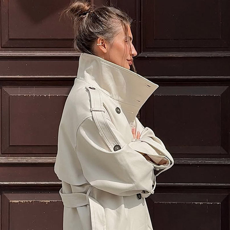 Damen Oversized Trenchcoat mit Taschen und stilvollen Knopfdetails R&B