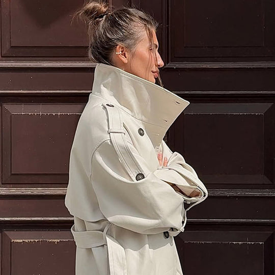 Damen Oversized Trenchcoat mit Taschen und stilvollen Knopfdetails R&B