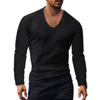 Herren Langarm V-Ausschnitt T-Shirt R&B