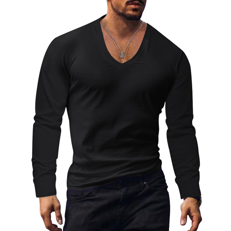 Herren Langarm V-Ausschnitt T-Shirt R&B