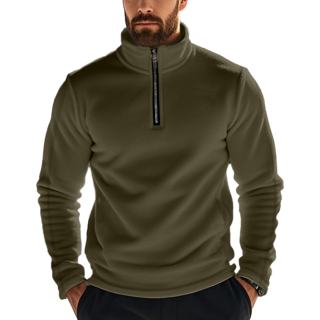 Herren Fleece-Oberteil mit kurzem Reißverschluss und hohem Kragen R&B