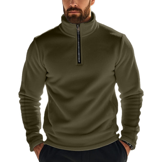 Herren Fleece-Oberteil mit kurzem Reißverschluss und hohem Kragen R&B
