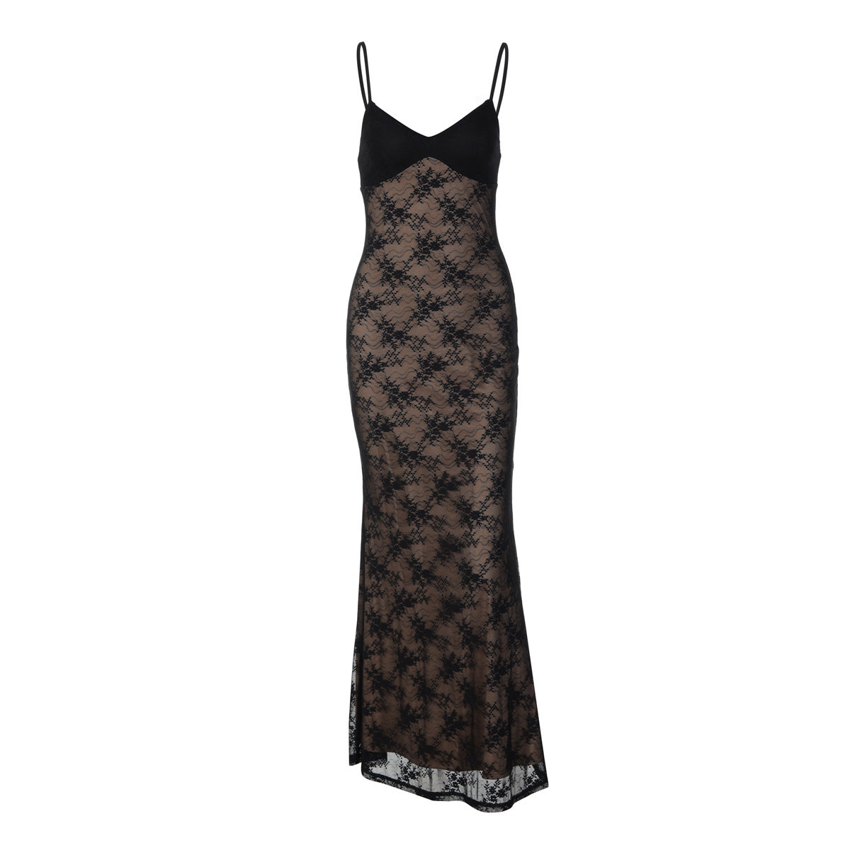 Damen Spitzen-Maxisommerkleid R&B