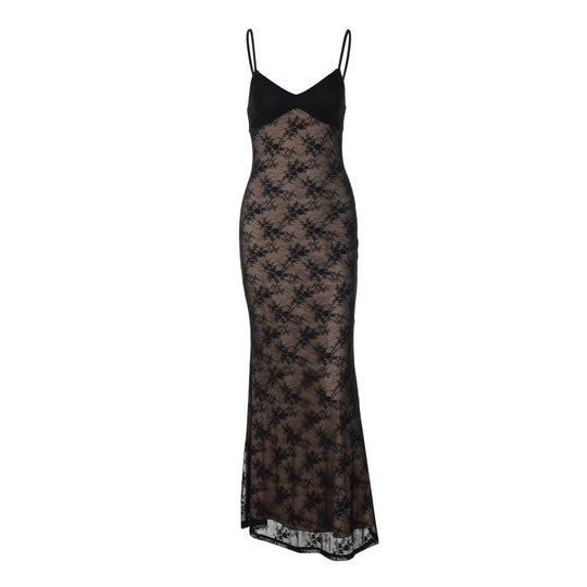 Damen Spitzen-Maxisommerkleid R&B