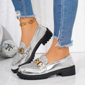Damen Modische Loafer mit Glitzerdetail und metallischem Akzent R&B