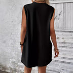 Damen lässiges T-Shirt Kleid mit Taschen und Rundhalsausschnitt R&B