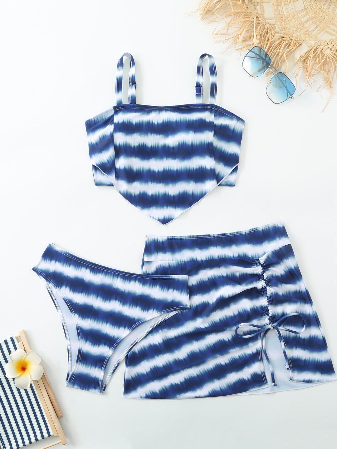 Damen Triangel-Bikini-Set mit asymmetrischem Rock und klassischem Schnitt R&B